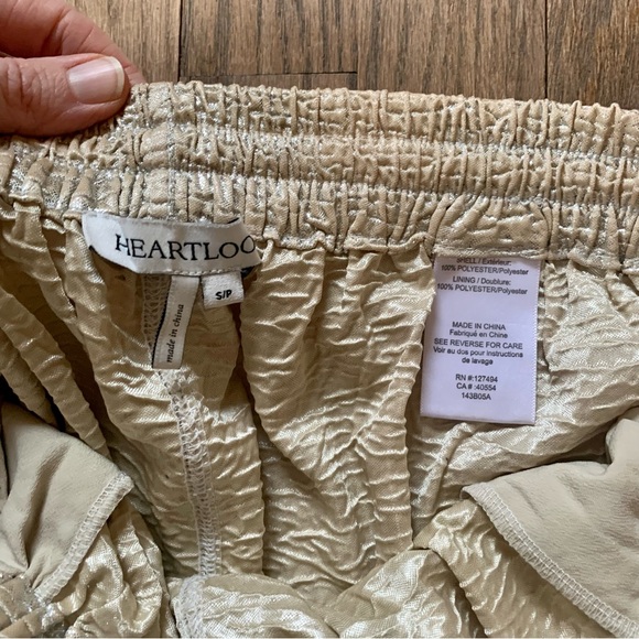 Anthropologie Heartloom gold lamé metallic drawstring shorts - Picture 3 of 5